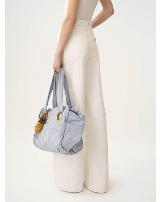 Chloé White Chloé Logo Patch Wide-Leg Jeans