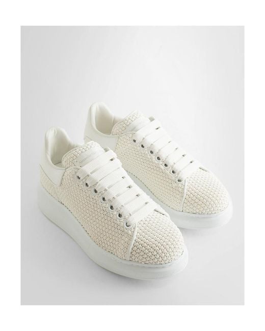 McQueen Gray Round Toe Knitted Sneakers