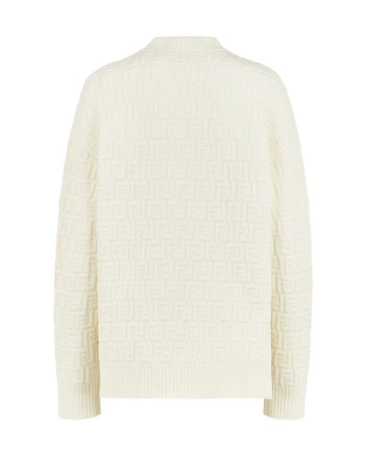 Fendi White All-Over Ff Motif Embossed Pullover