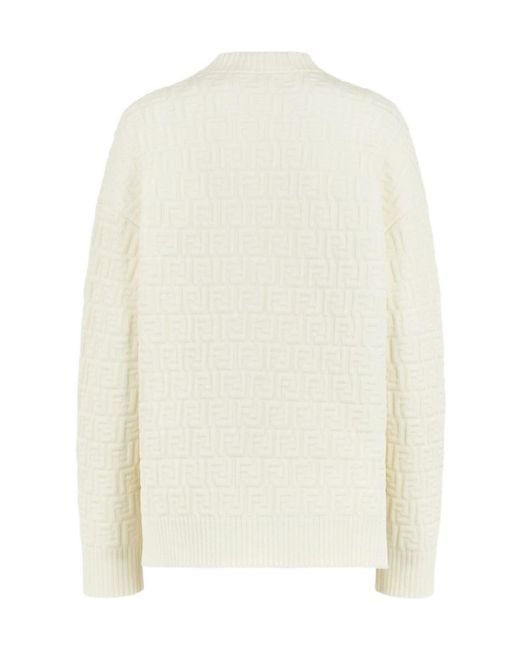 Fendi White All-Over Ff Motif Embossed Pullover