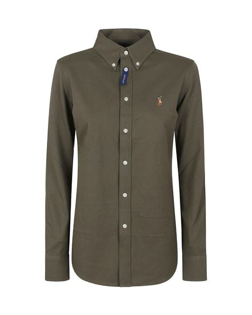 Polo Ralph Lauren Green Polo Pony-Embroidered Buttoned Shirt