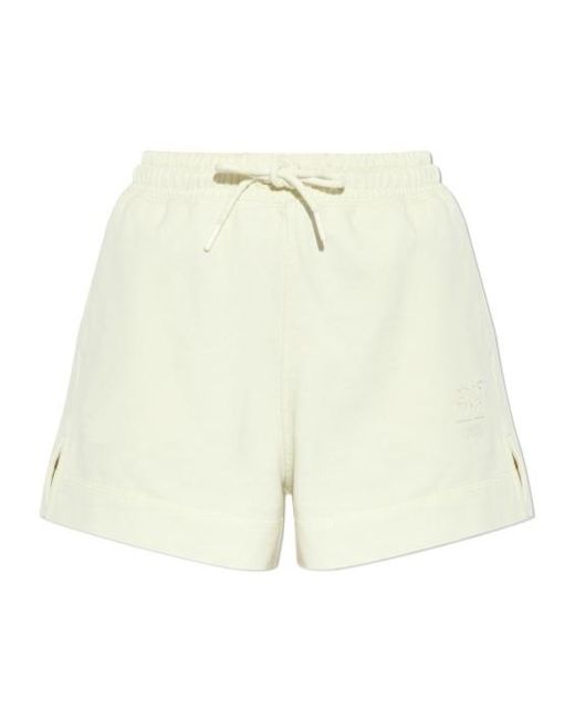 Ganni White Logo Embroidered Side Slit Shorts