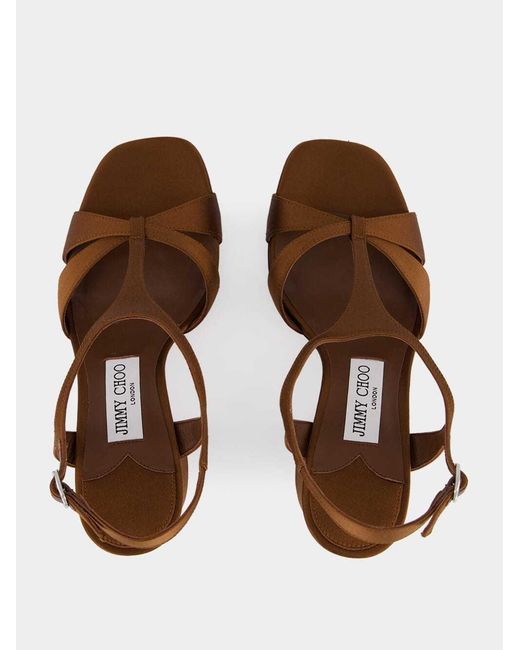 Jimmy Choo Brown Square-Toe High-Heeled Sandals