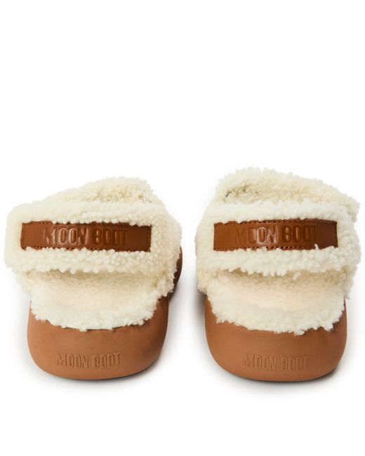 Moon Boot White Wool Logo Sandals