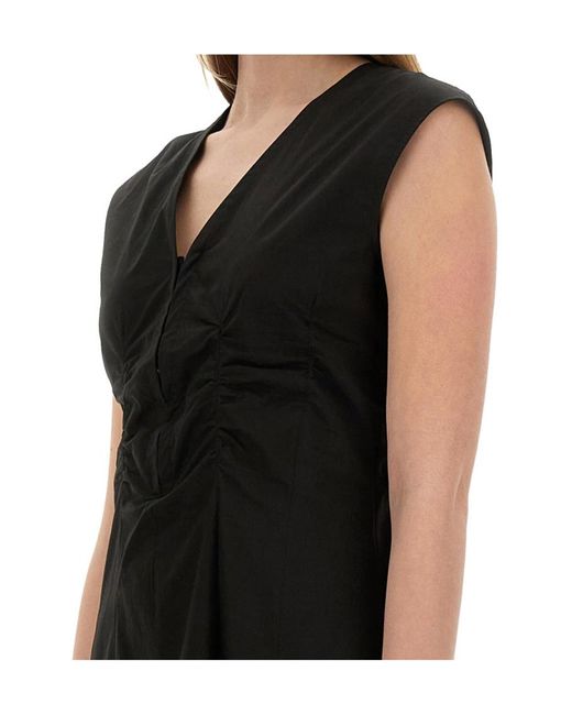 Alysi Black Elegant Poplin Maxi Dress