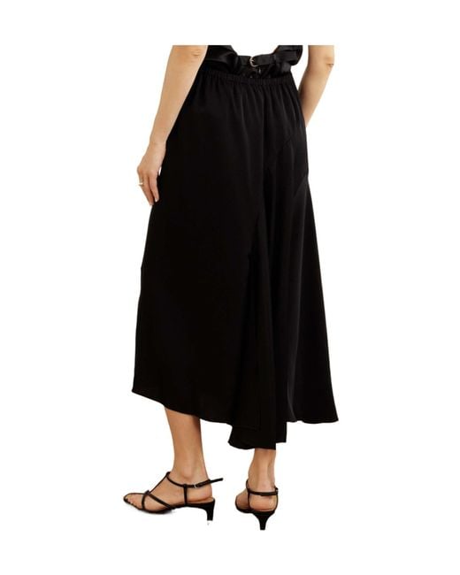 Sharon Wauchob Black Tria Asymmetric Duchesse-Satin Midi Skirt