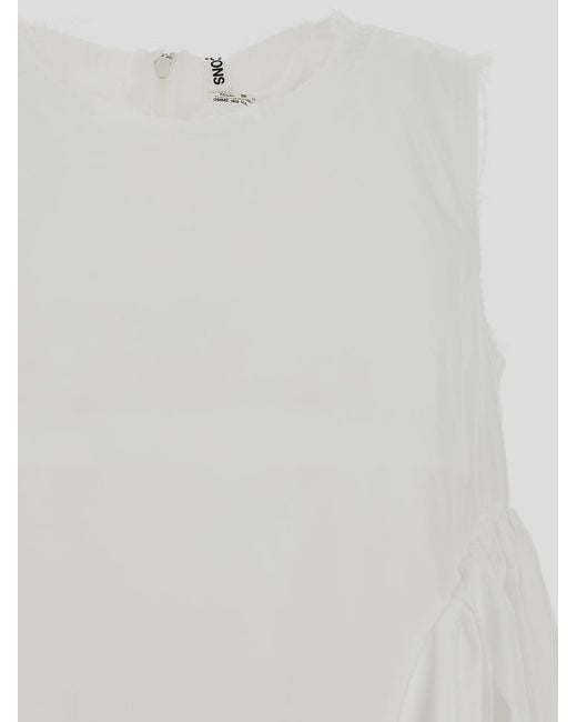 Comme des Garçons White Sleeveless Flared Top