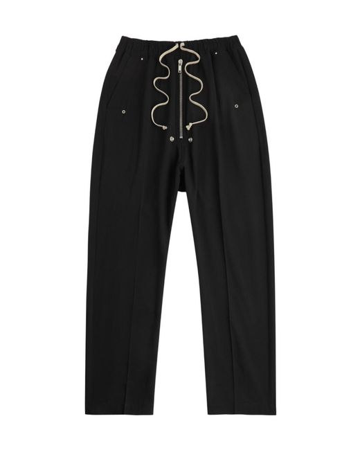 Rick Owens Black Bela Tapered-Leg Wool Trousers for men