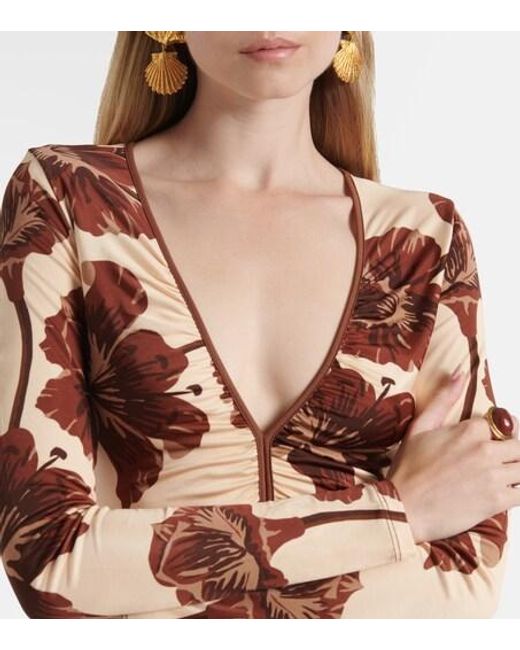 Johanna Ortiz Multicolor Floral Jersey Midi Dress