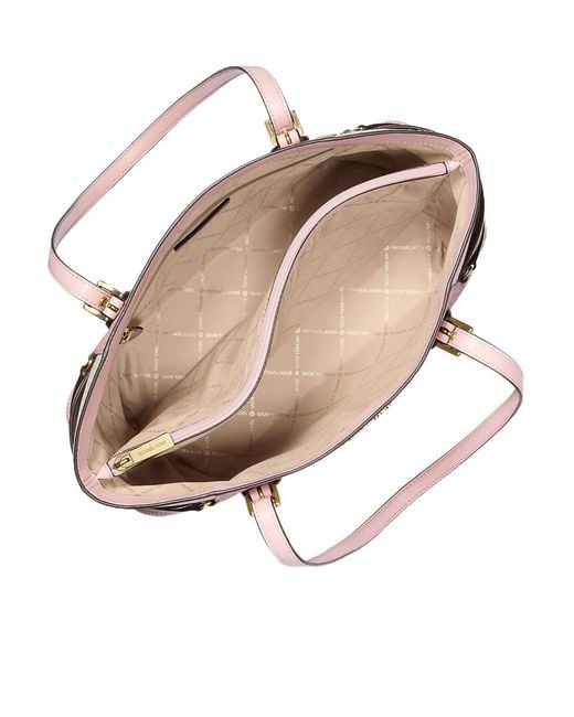 Michael Kors Pink Voyager Large Color-Block Signature Logo Tote Bag