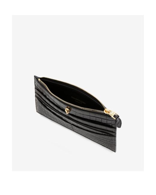 McQueen Black Skull Embossed Wallet