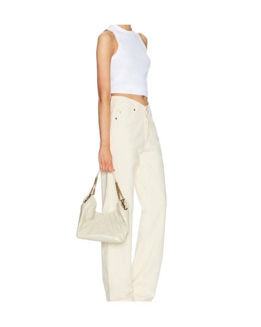 Saint Laurent White Small Cassandre Hobo Bag