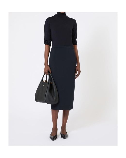 Max Mara Blue High-Waisted Slit Skirt
