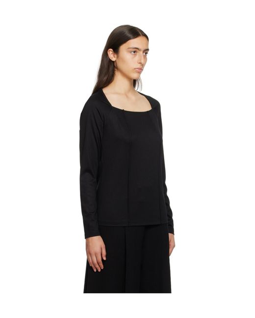Issey Miyake Black Pleated Long-Sleeved T-Shirt