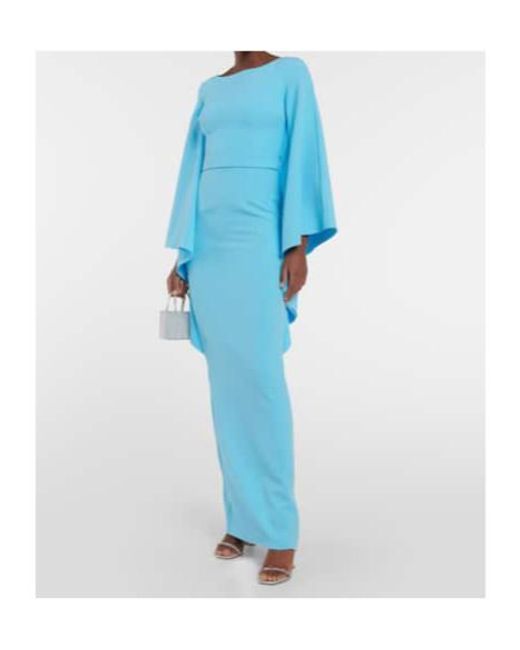 Safiyaa Blue Boat N Flared Belted Maxi Dress