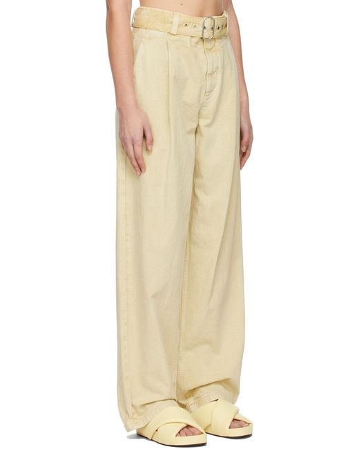 Jil Sander Natural Belted Wide Leg Pants