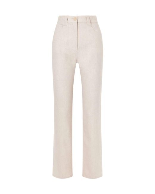Khaite White Wool And Cashmere-Blend Straight-Leg Pants