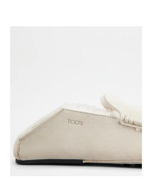 Tod's White Suede Leather Slap-Up Loafers for men