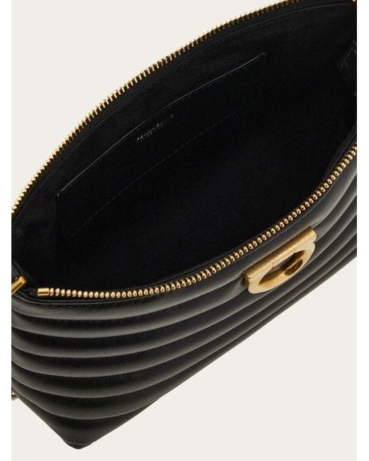 Ferragamo Black Ferragamo Gancini Zipped Shoulder Bag