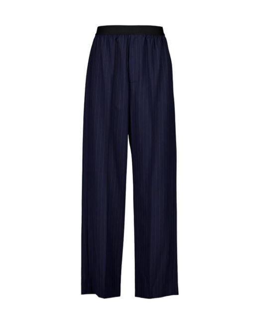 Balenciaga Blue Pinstriped Elastic Waist Pants