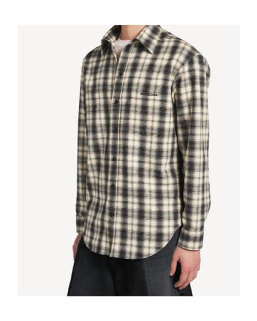 Balenciaga Multicolor Checked Flannel Long-Sleeve Shirt for men