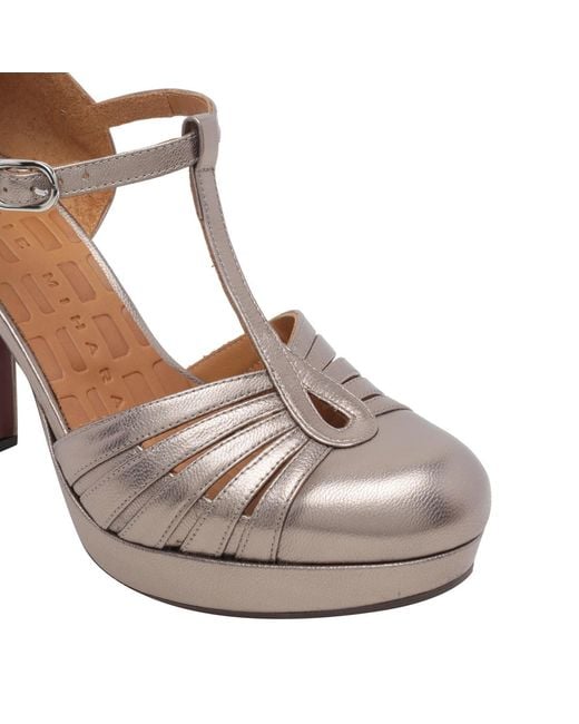 Chie Mihara Metallic Uyello T-Strap Platform Heeled Pumps