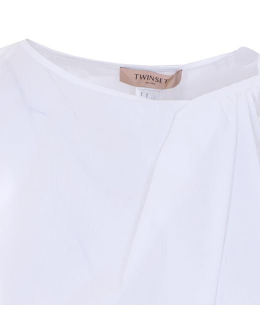 Twinset White Ruched Sleeveless Top