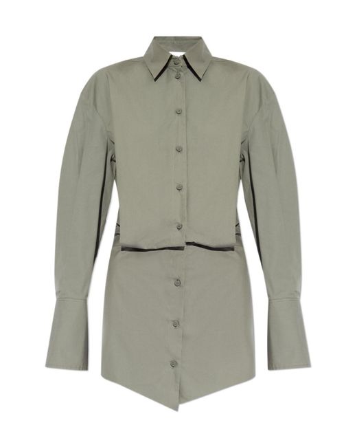 The Attico Gray The Asymmetric Mini Shirt Dress
