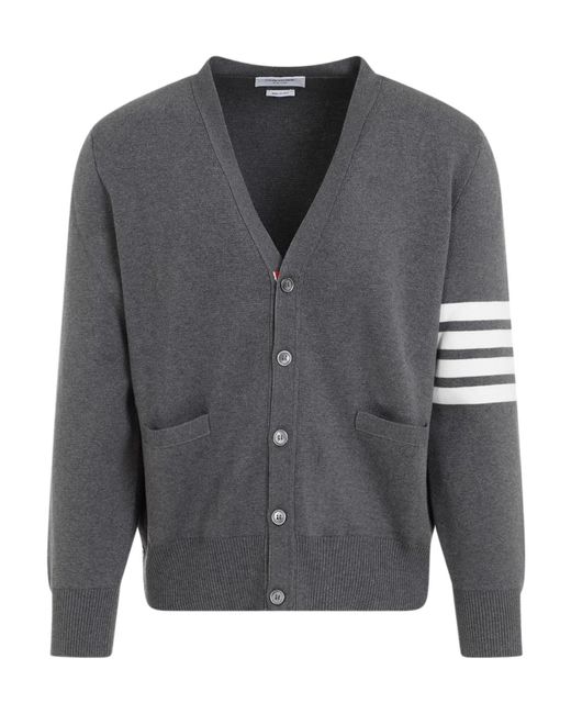 Thom Browne Gray Bar Milano Stitch Cardigan for men