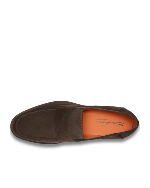 Santoni Brown Rock Slip-On Penny Loafers for men