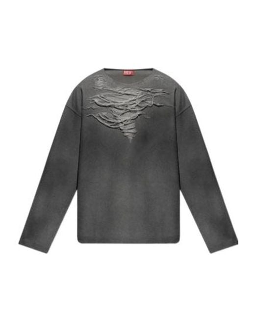 DIESEL Gray S-Ruben Distressed Sweatshirt for men