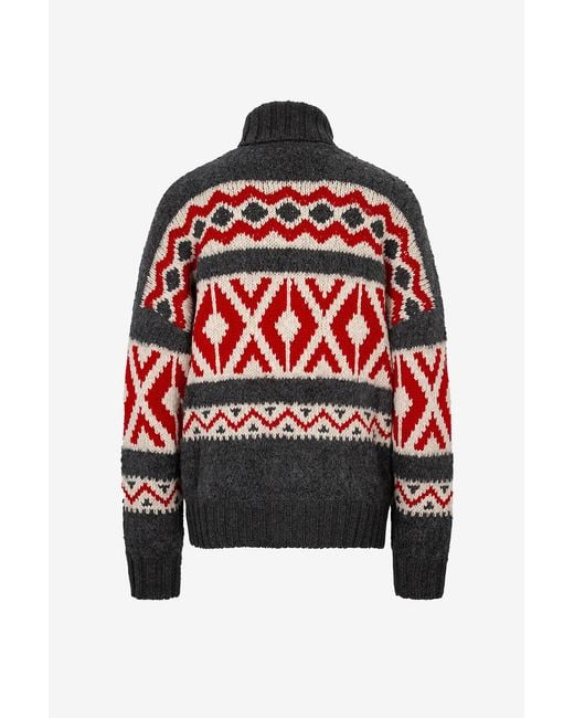 Brunello Cucinelli Red High-Neck Long-Sleeved Sweater