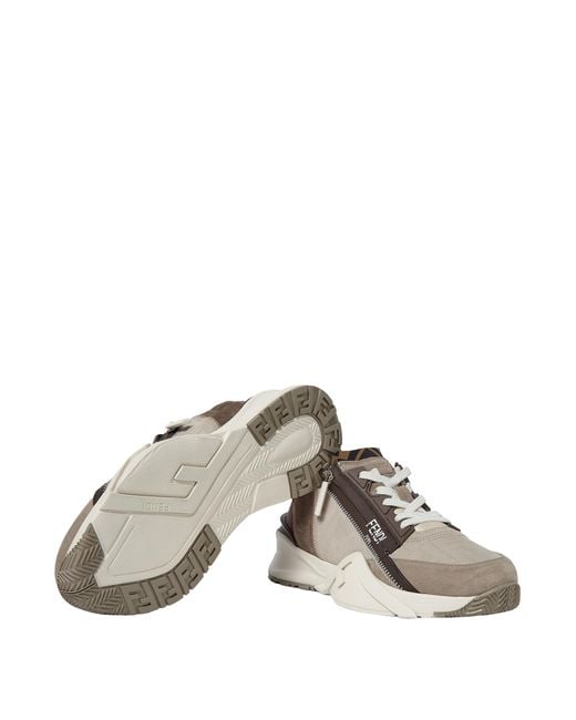 Fendi Brown Flow Lace-Up Sneakers for men