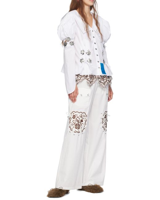Chopova Lowena Lansky Lace Casual Pants in White | Lyst