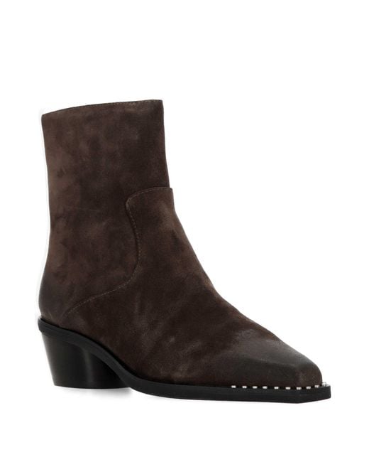 Ash Brown Chunky-Heeled Ankle Boots