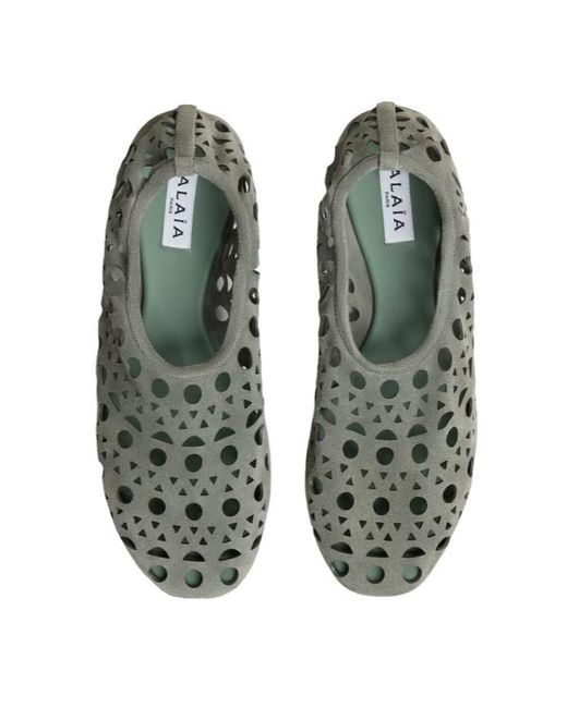 Alaïa Gray Suede Vienne Ballet Flats