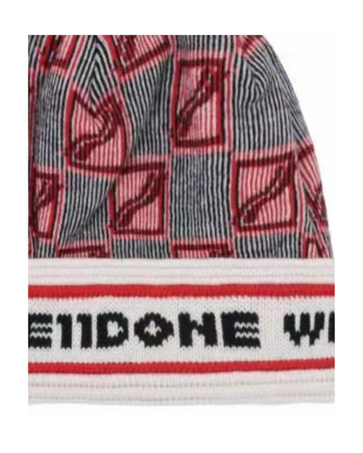 we11done Red Logo Trimmed Hat for men