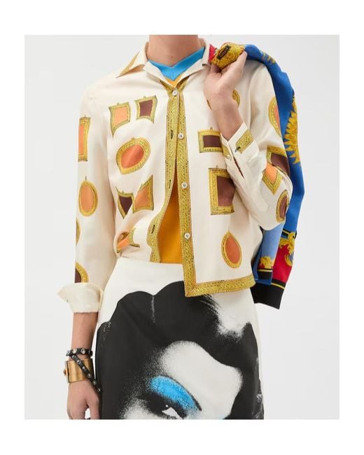 Versace Metallic Printed Silk Twill Shirt
