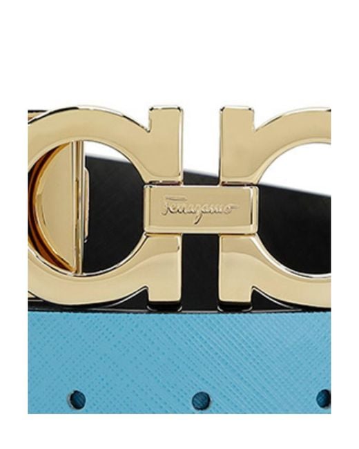 Ferragamo Blue Logo Belt