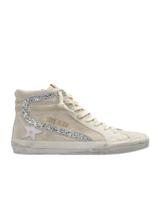 Golden Goose Deluxe Brand White Glittered High-Top Sneakers