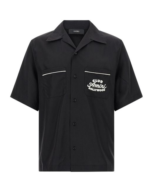 Amiri Black Embroidered-Pocket Short-Sleeve Shirt for men