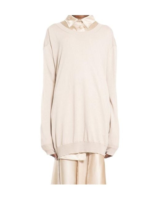 Ann Demeulemeester Natural Helle Off-Shoulder Sweatshirt