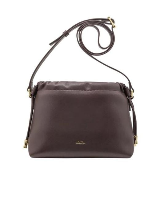 A.P.C. Brown Ninon Logo Embossed Mini Shoulder Bag