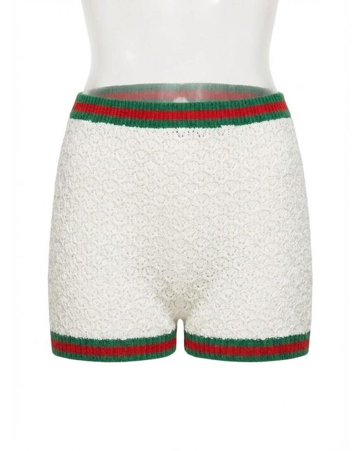 Gucci White Lace And Cotton Short With Web Detail
