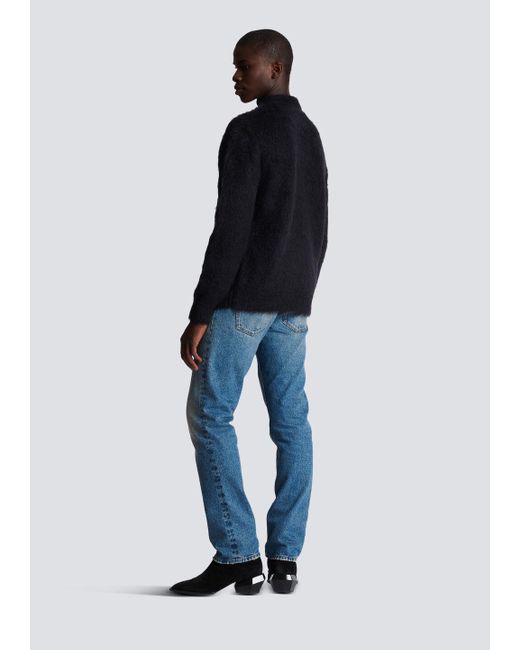 Balmain Black Retro Logo Intarsia Jumper for men