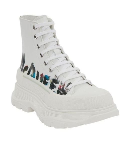 McQueen White Tread Slick Boots for men