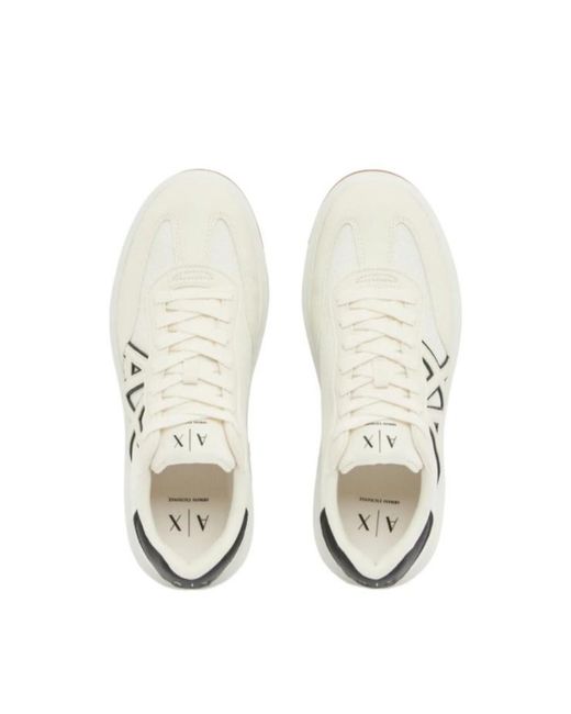 ARMANI EXCHANGE White Color-Blocked Sneakers for men