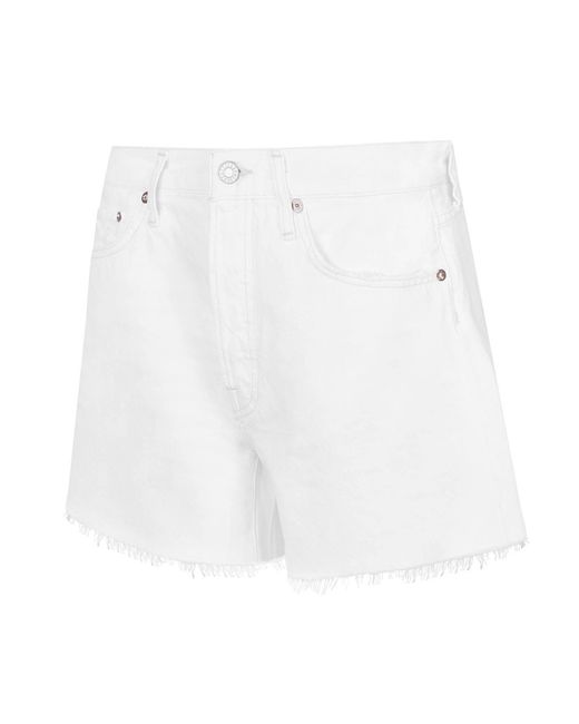 Agolde White Denim Shorts With Multiple Pockets