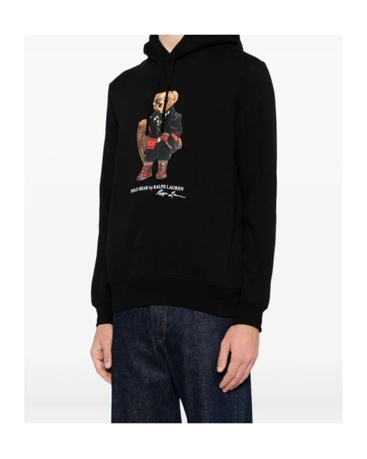 Polo Ralph Lauren Black Polo Bear Fleece Hoodie for men