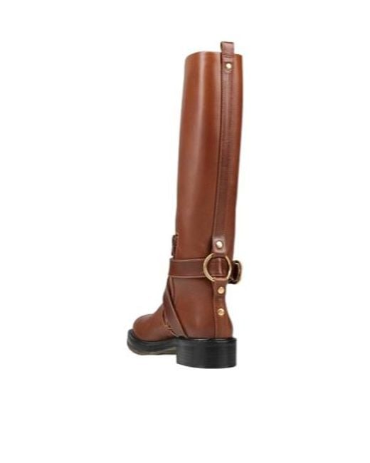 Chloé Brown Solid Color Round-Toe Ankle Boots